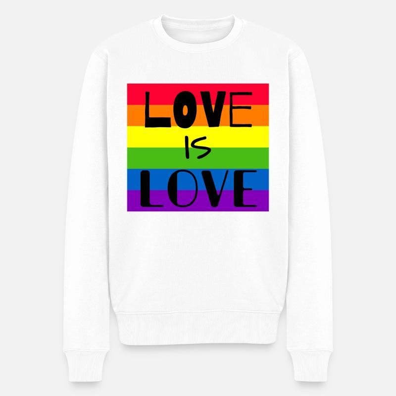 LOVE IS LOVE - Männer Premium Bio Pullover - Weiß