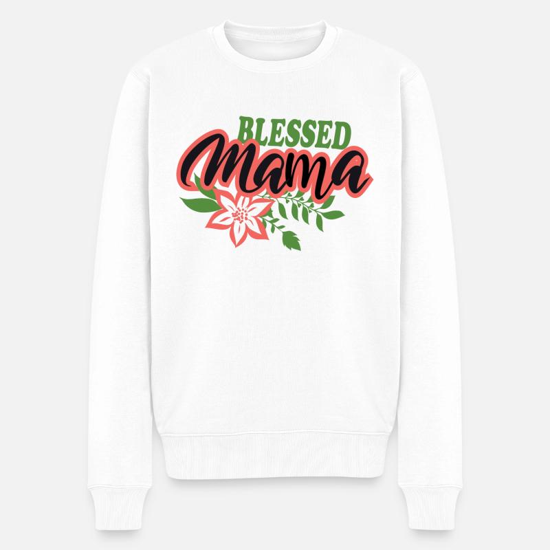 Blessed mama - Männer Premium Bio Pullover - Weiß