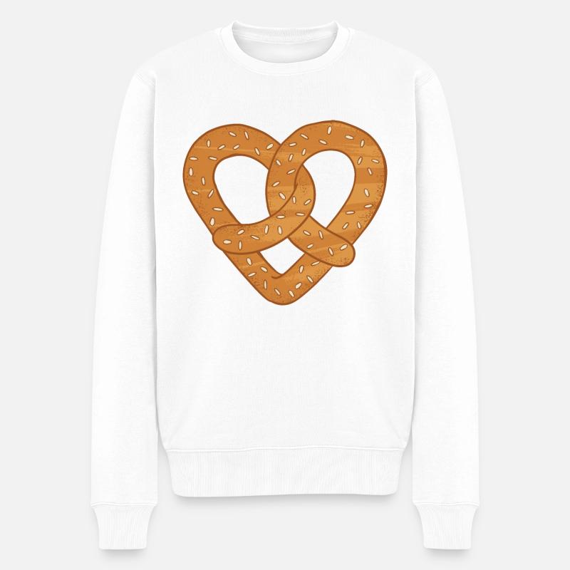 Bretzel herz - Männer Premium Bio Pullover - Weiß
