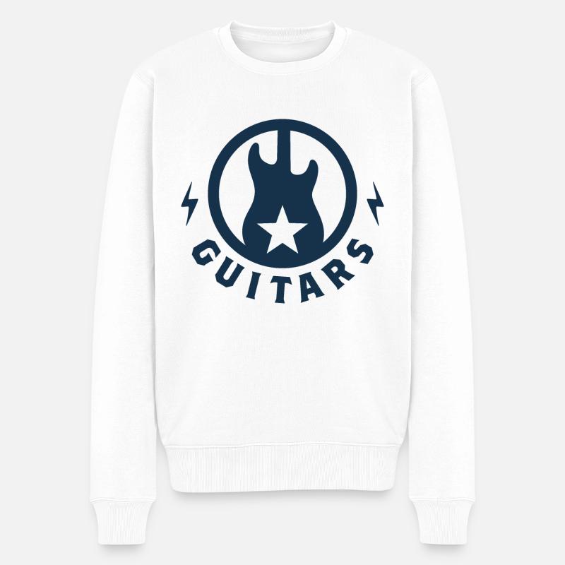 E-Gitarren, Retro-Logo - Männer Premium Bio Pullover - Weiß