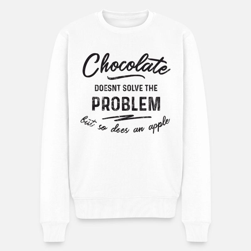 Chocolate doesn't solve the problem - Men's Premium Organic Jumper - white