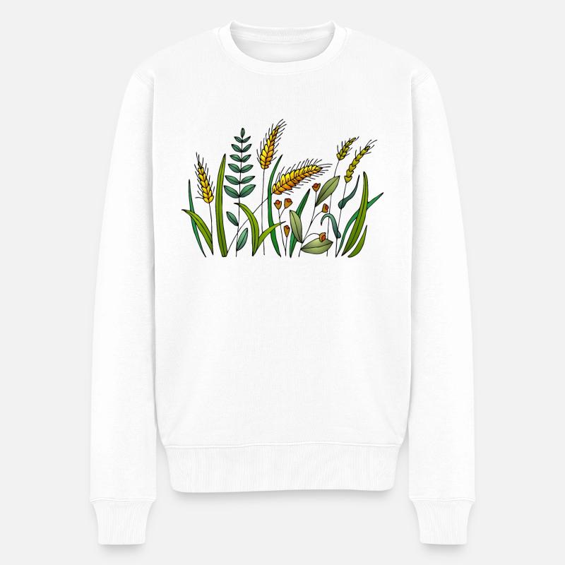 Wiese - Männer Premium Bio Pullover - Weiß