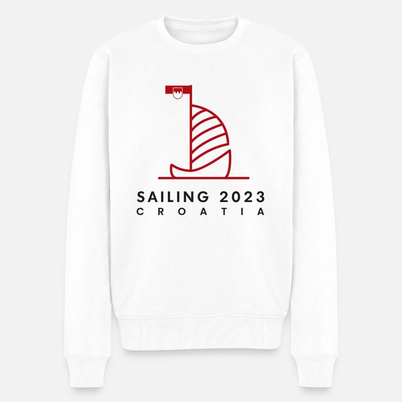 Sailing Croatia 2023 - Männer Premium Bio Pullover - Weiß