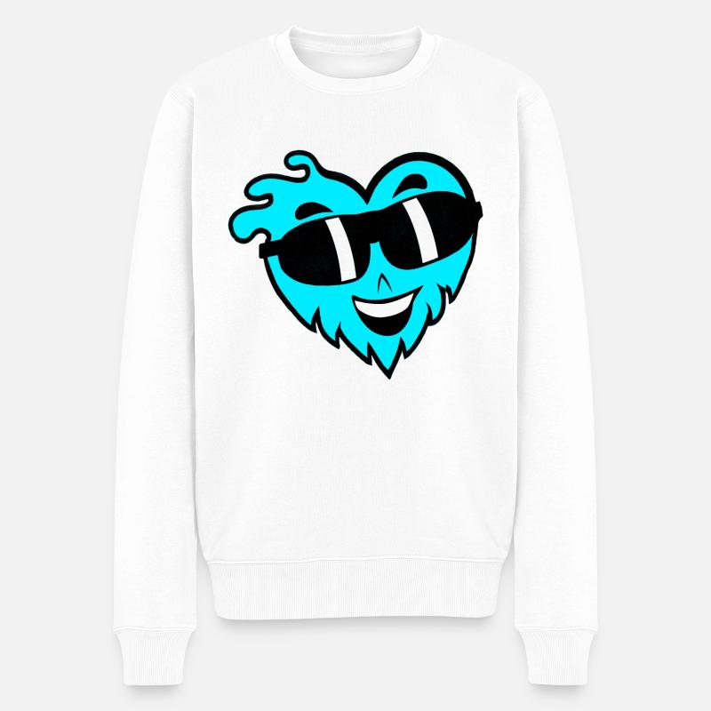 Cooles Herz mit Sonnenbrille ValentinstagCooles He - Männer Premium Bio Pullover - Weiß