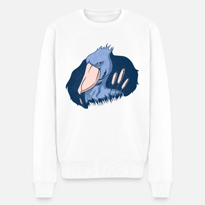 Schuhschnabel Vogel Ornithologe Wald I Geschenk - Männer Premium Bio Pullover - Weiß