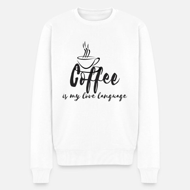 Kaffee ist meine Liebessprache für Kaffee Latte und ek - Männer Premium Bio Pullover - Weiß