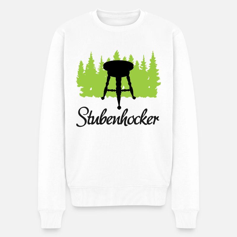 "Stubenhocker: Gemütliche Auszeit" - Männer Premium Bio Pullover - Weiß
