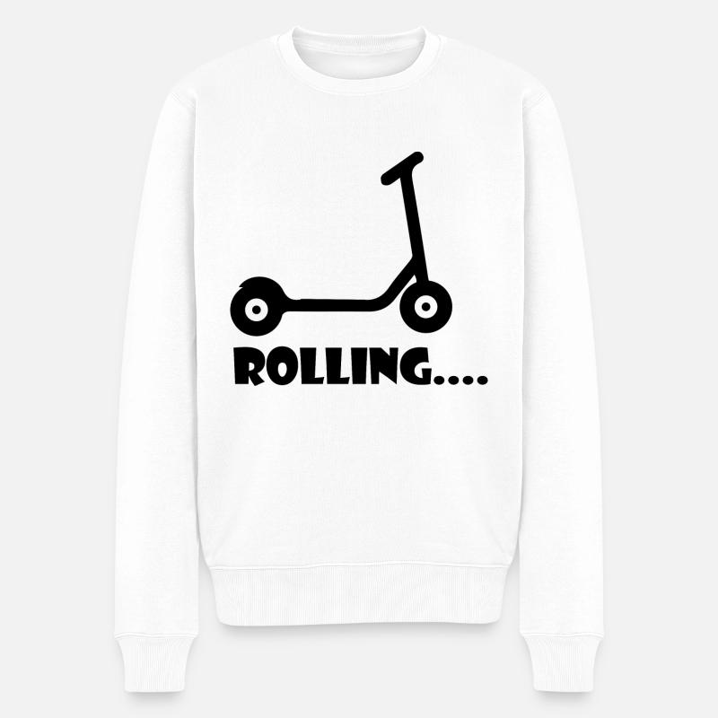 E-Scooter Roller Scooter - Männer Premium Bio Pullover - Weiß