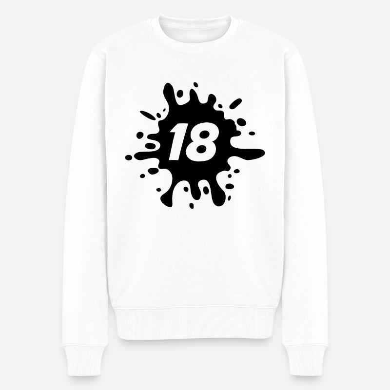 18 - Männer Premium Bio Pullover - Weiß