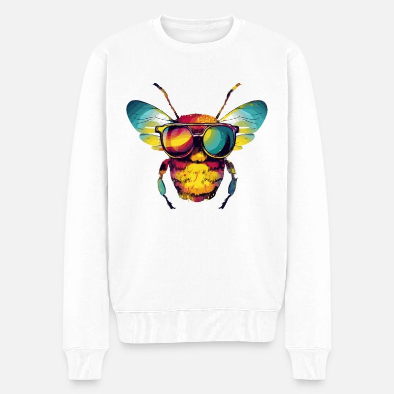 Zoé l'abeille à lunettes - Pull Premium bio Homme - blanc
