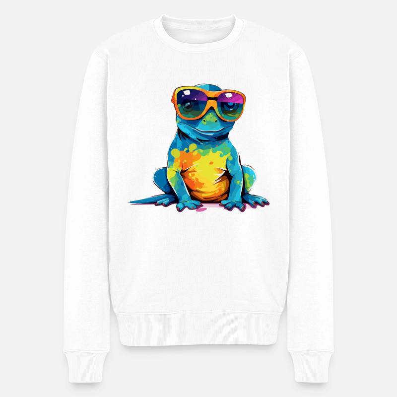 Lila la salamandre à lunettes - Pull Premium bio Homme - blanc