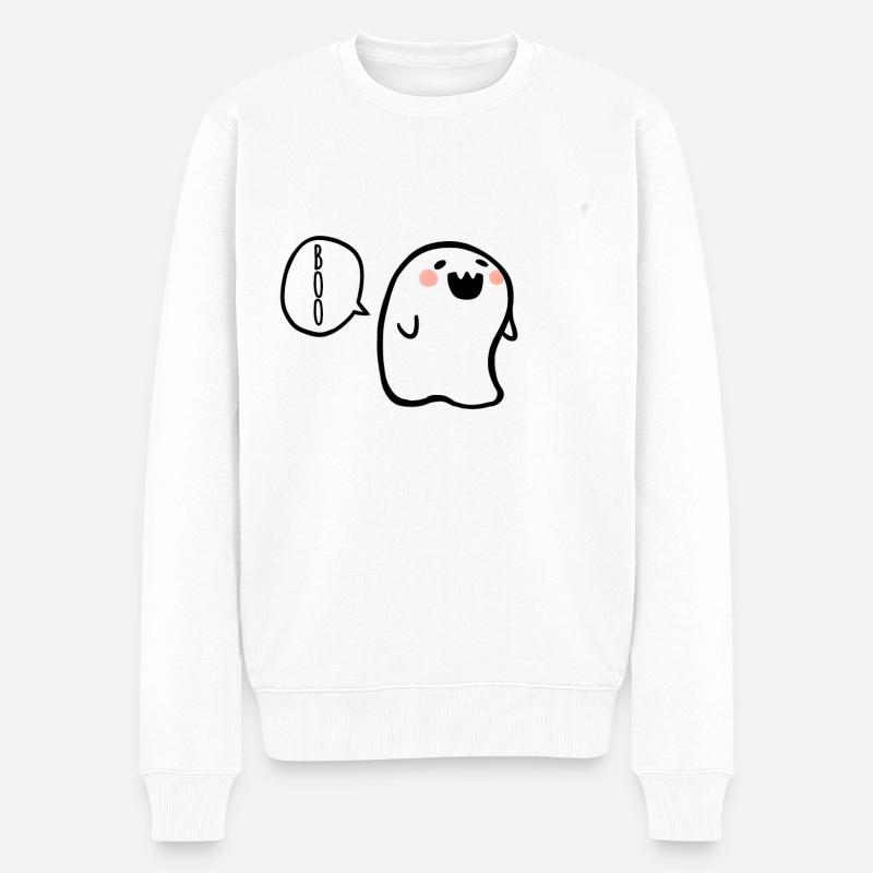 Überraschter Geist - Männer Premium Bio Pullover - Weiß