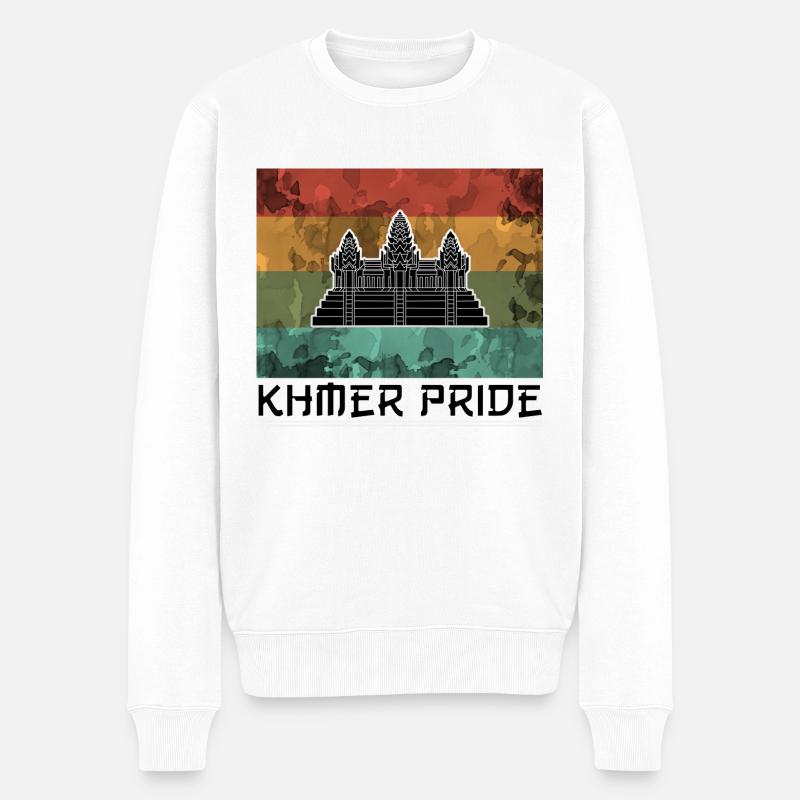 Kambodscha Tempel Khmer Vintage Palmen I Geschenk - Männer Premium Bio Pullover - Weiß