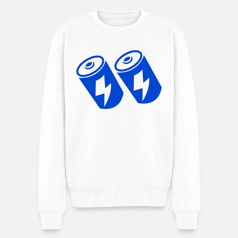 batterie 2 - Männer Premium Bio Pullover - Weiß