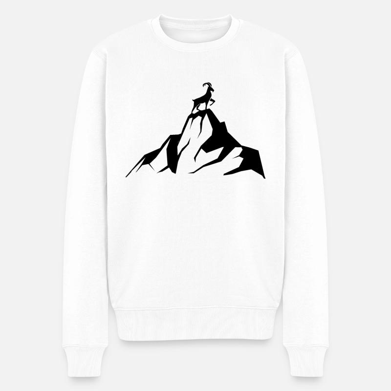 Ziege - Berg - (9) - Männer Premium Bio Pullover - Weiß
