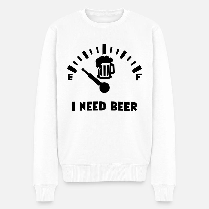 ich brauche Bier - Männer Premium Bio Pullover - Weiß