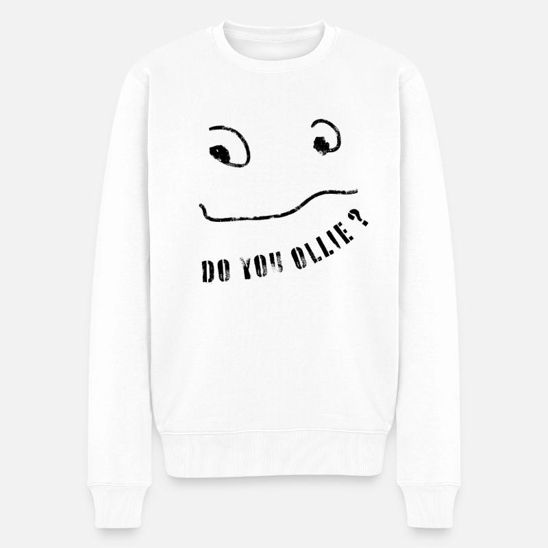 EST-CE OLLIE ? Trasher et planche à roulettes - Pull Premium bio Homme - blanc