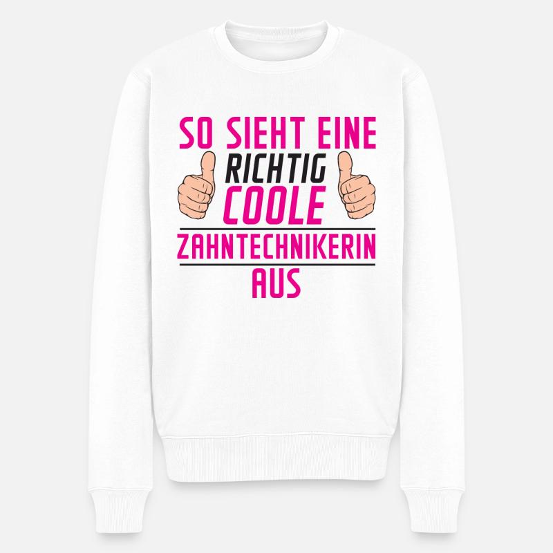 Zahntechnikerin lustige | Zahnmedizin - Männer Premium Bio Pullover - Weiß