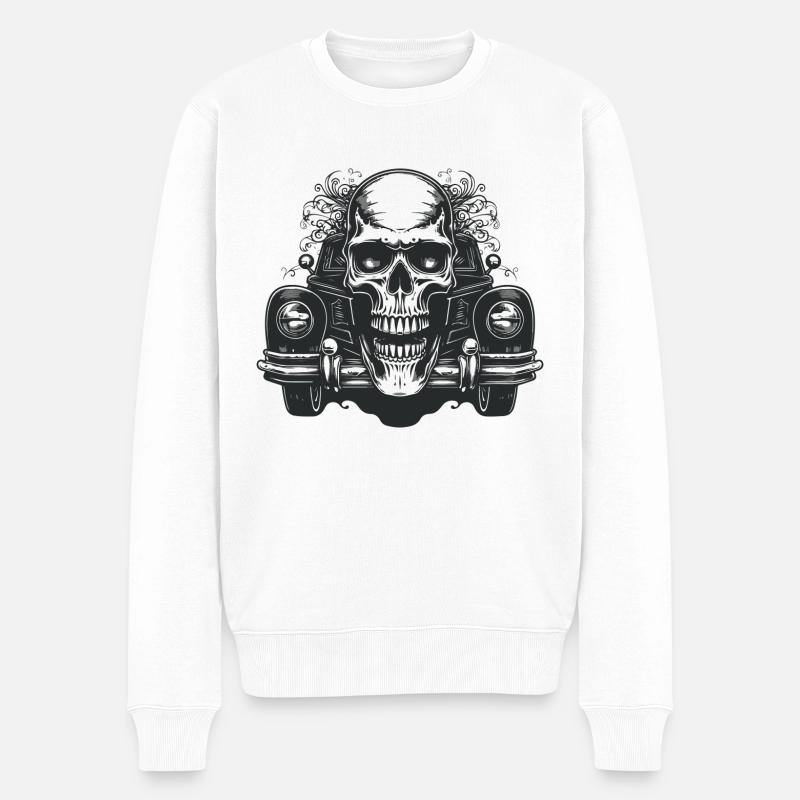 Car Oldtimer Skull Oldschool Mechanic Car - Pull Premium bio Homme - blanc