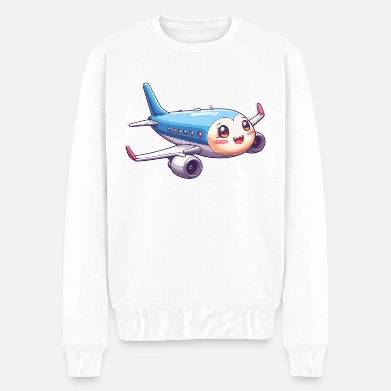 Niedliches Flugzeug - Männer Premium Bio Pullover - Weiß