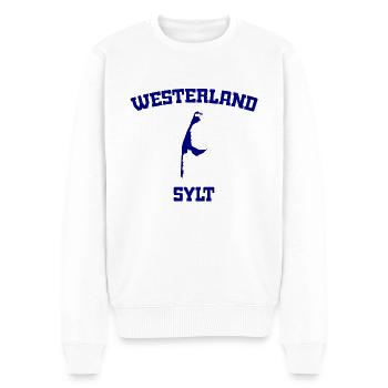 Westerland - Sylt - Nordsee - Anker - Möwe - Insel - Männer Premium Bio Pullover - Weiß - Vorne - Thijin (182cm)