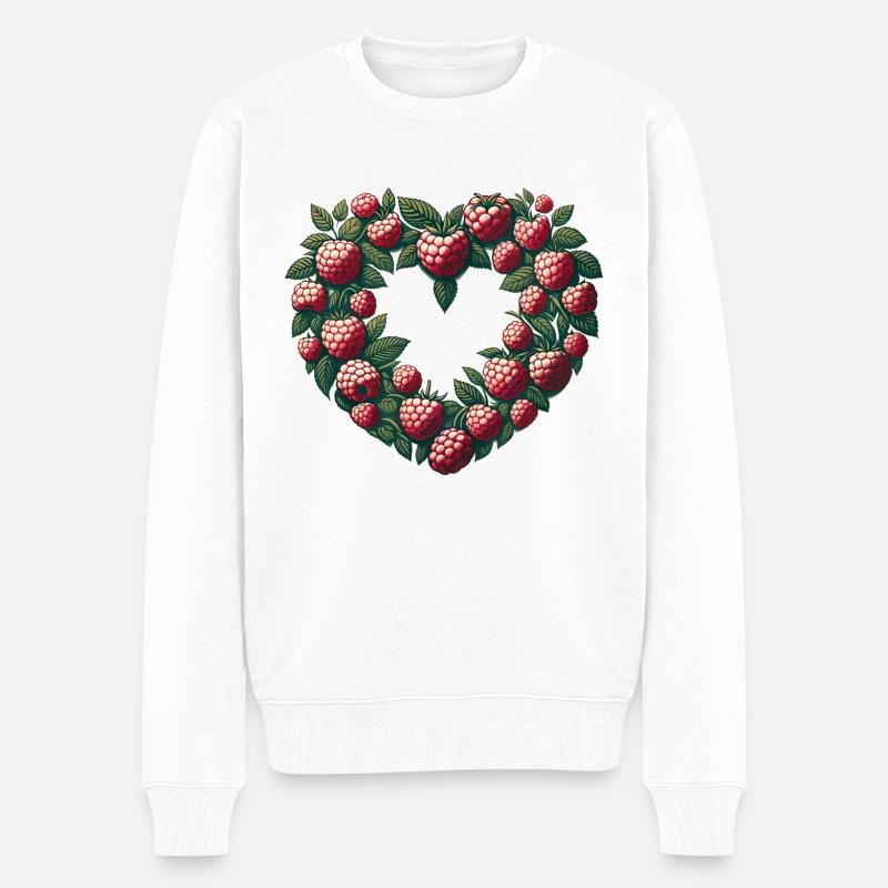 Himbeeren - Männer Premium Bio Pullover - Weiß