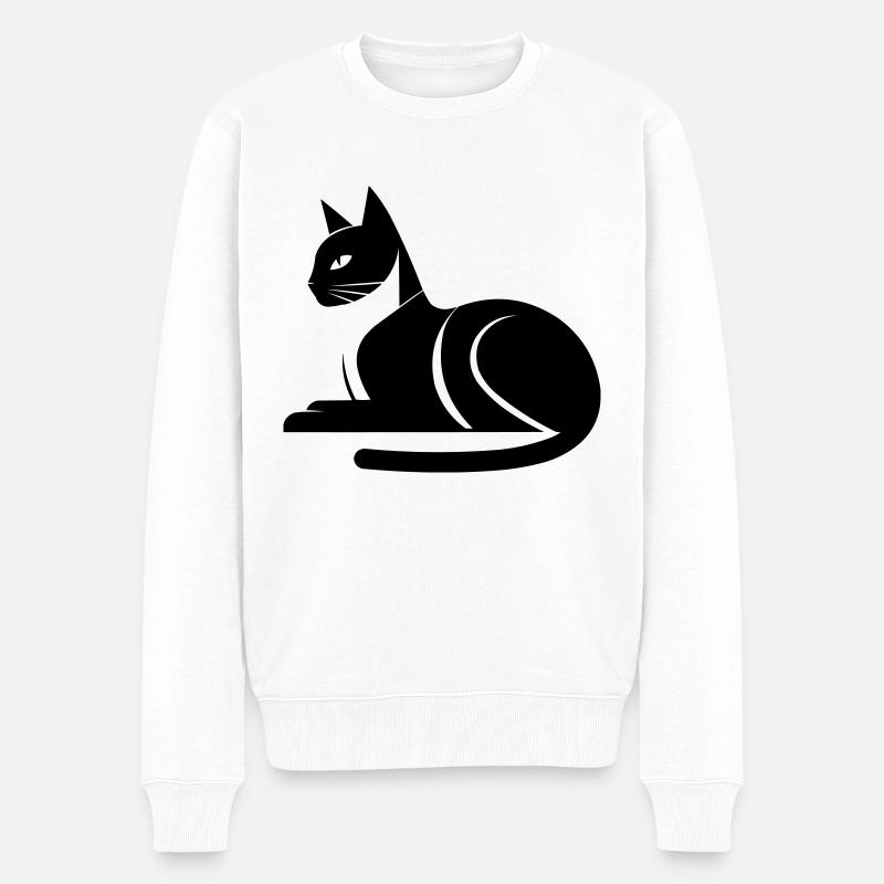 Katze - Männer Premium Bio Pullover - Weiß