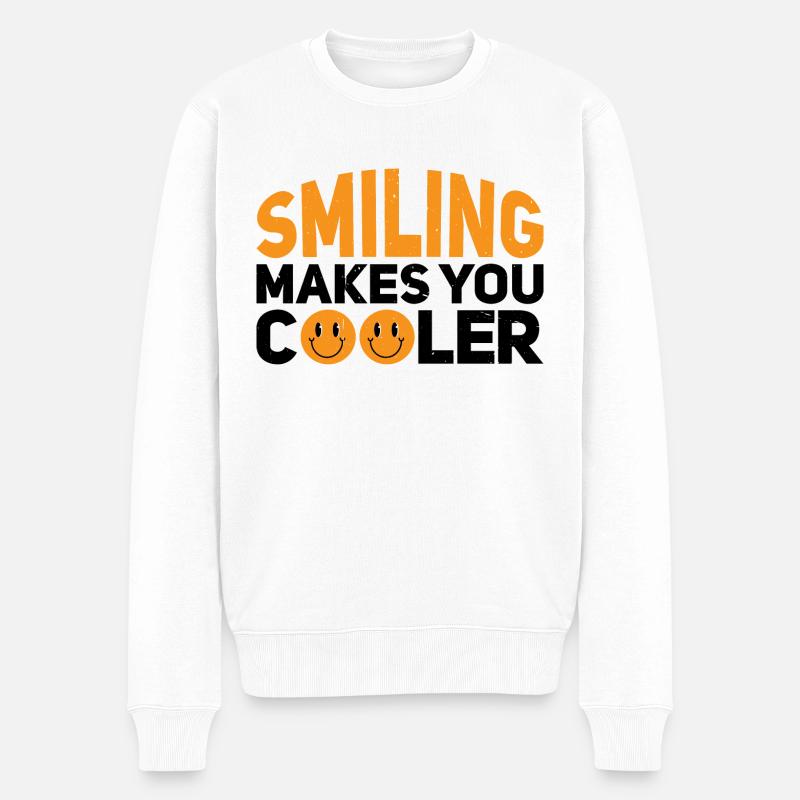 Smiling Makes You Cooler - Männer Premium Bio Pullover - Weiß