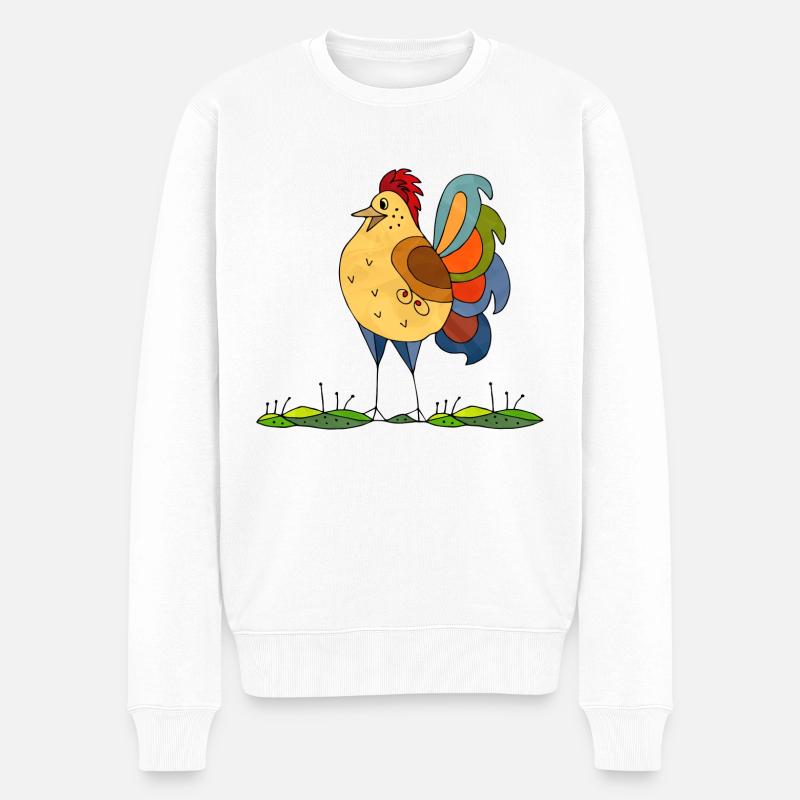 Hahn - Männer Premium Bio Pullover - Weiß