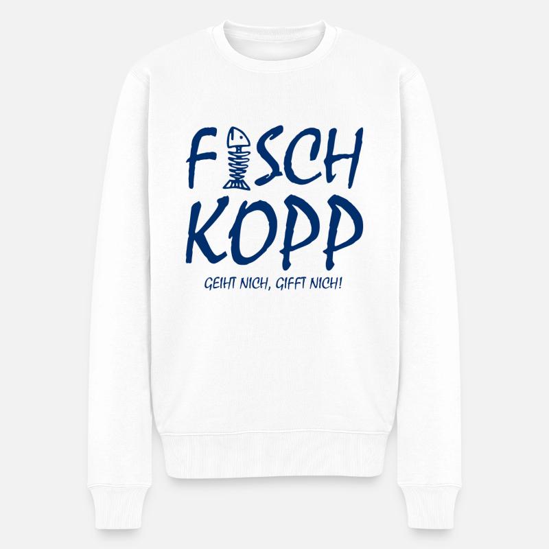 Fischkopp Fisch Fischkopf Küste Angler Fischer - Männer Premium Bio Pullover - Weiß