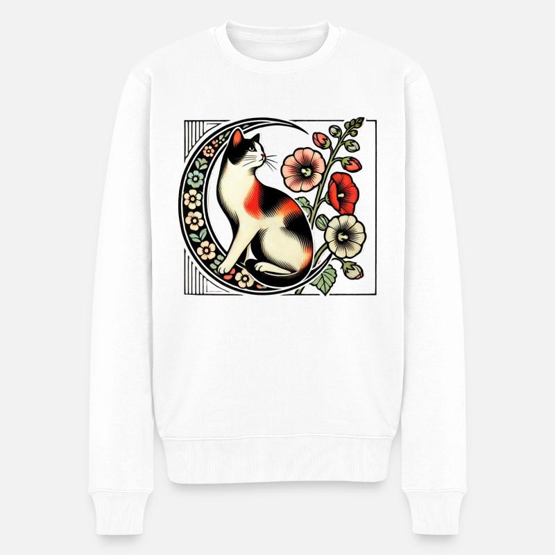 Chat calicot - Pull Premium bio Homme - blanc