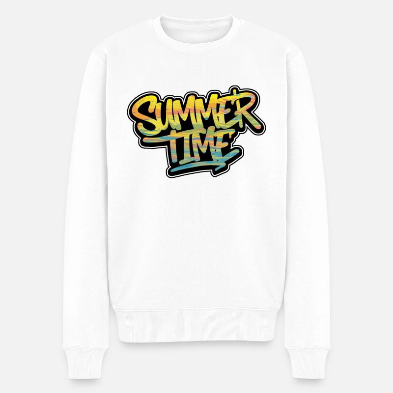 Sommerzeit - Männer Premium Bio Pullover - Weiß