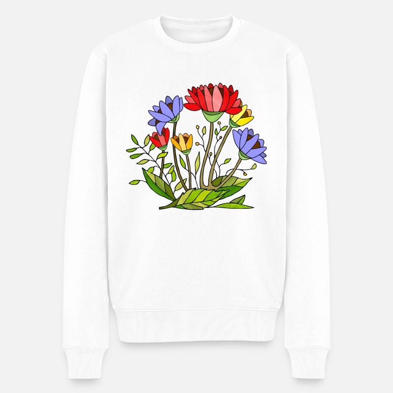 Blumen - Männer Premium Bio Pullover - Weiß