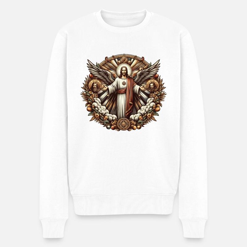 Logo de Jésus-Christ - Pull Premium bio Homme - blanc