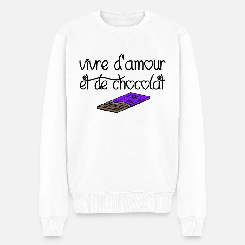 vivre d amour et de chocolat - Pull Premium bio Homme - blanc