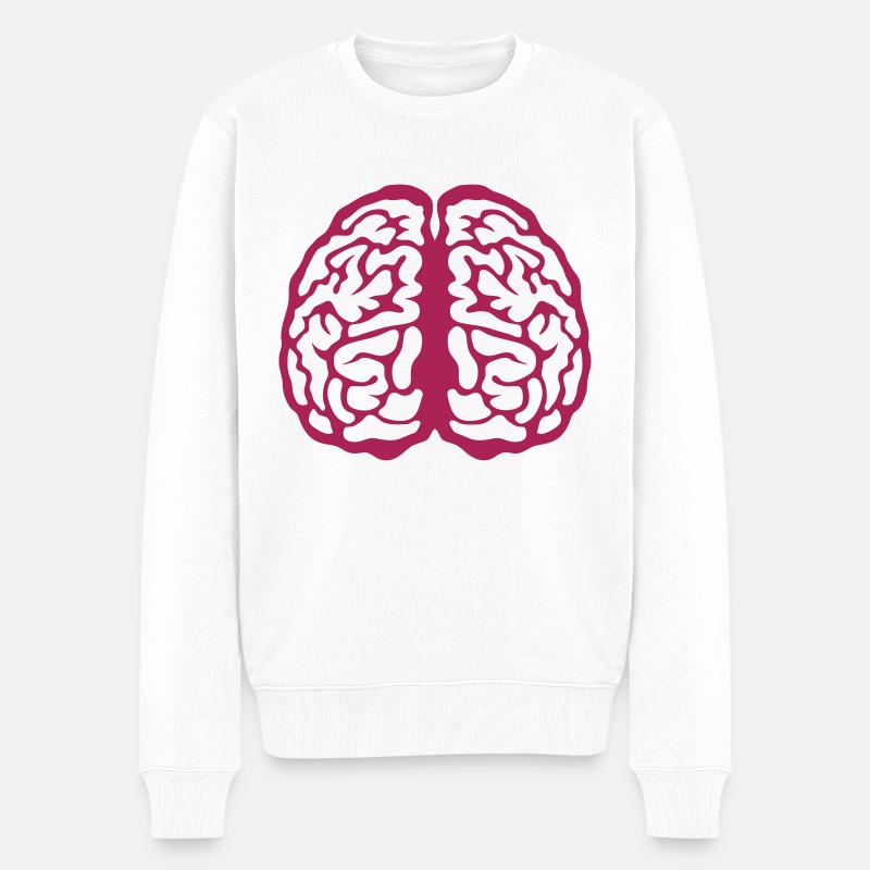 cerveau cervelle face 3 8 - Pull Premium bio Homme - blanc