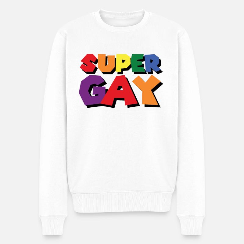 SUPER GAY - Männer Premium Bio Pullover - Weiß