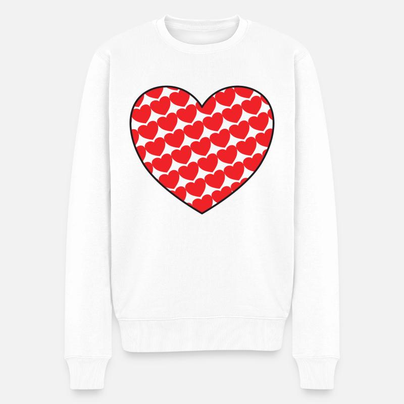 Herz mit Herzen 1 - Männer Premium Bio Pullover - Weiß
