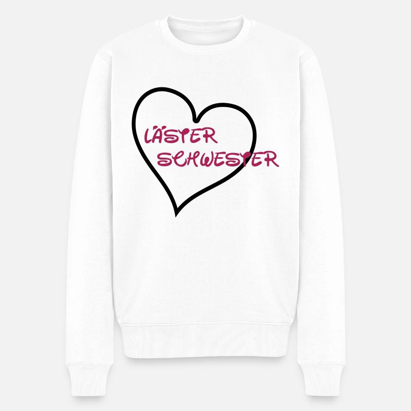 Läster Schwester Herz - Männer Premium Bio Pullover - Weiß