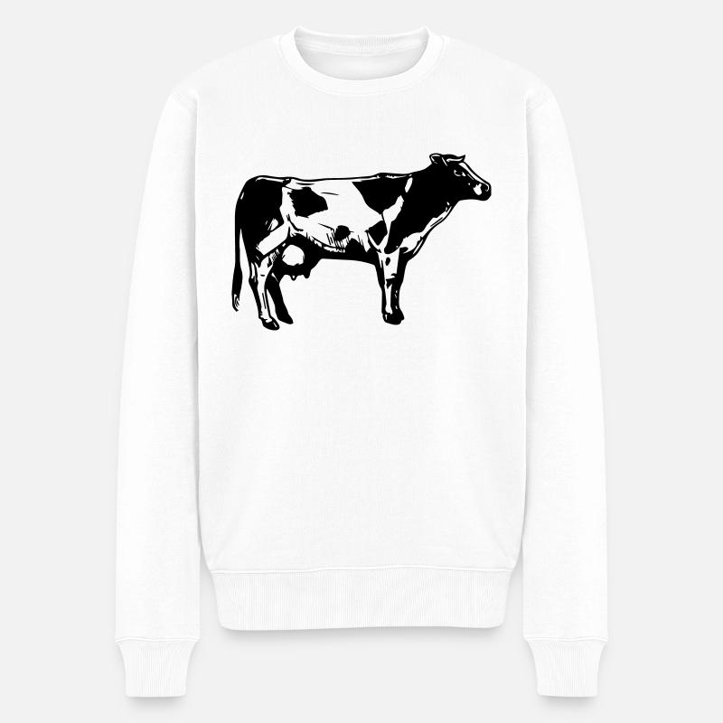 Kuh-Logo - Männer Premium Bio Pullover - Weiß