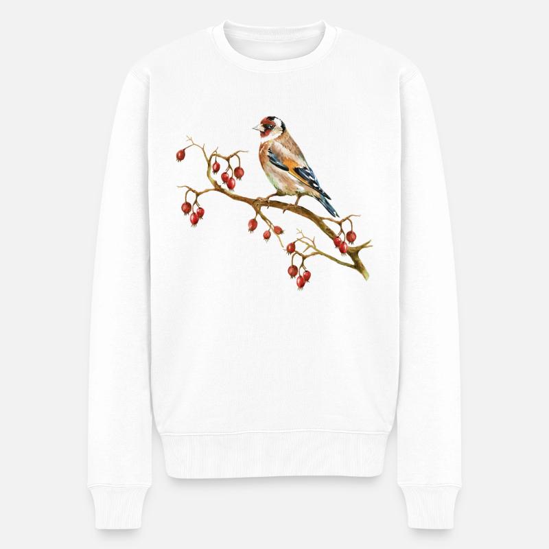 Bunte Vogel - Männer Premium Bio Pullover - Weiß