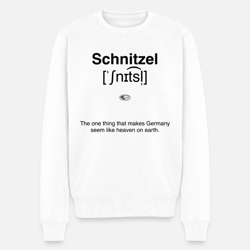 Schnitzel - himmlisches deutsches Essen - Männer Premium Bio Pullover - Weiß