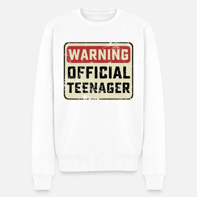 Warning Sign Official Adolescent Attention Adolescente - Pull Premium bio Homme - blanc