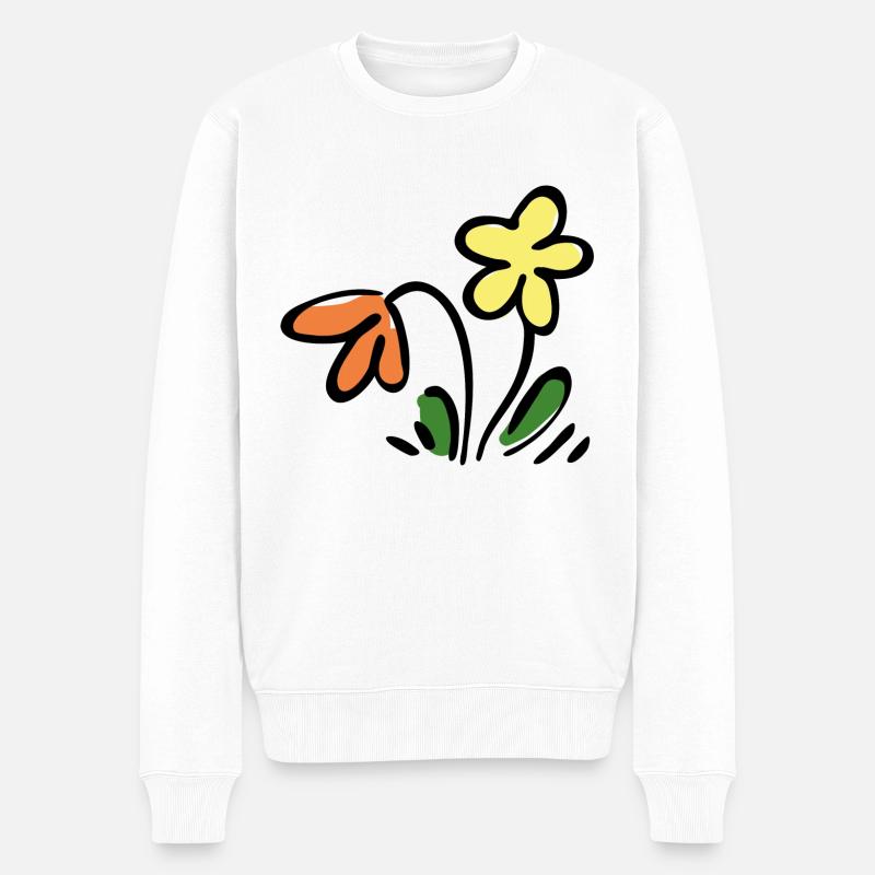 Blumen - Männer Premium Bio Pullover - Weiß