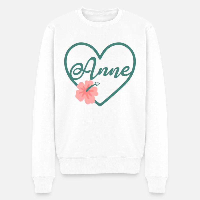 Anne Mädchenname Vorname Name Herz - Männer Premium Bio Pullover - Weiß