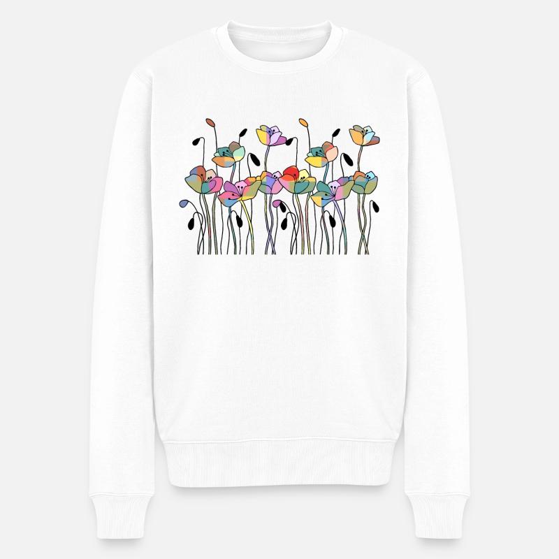 Blumen - Männer Premium Bio Pullover - Weiß