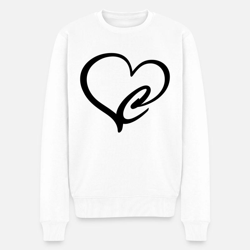 Herz Buchstabe C - Männer Premium Bio Pullover - Weiß