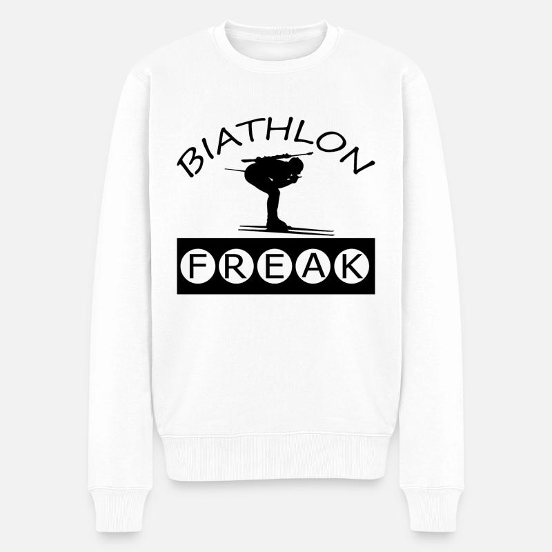 Biathlon Ski - Männer Premium Bio Pullover - Weiß