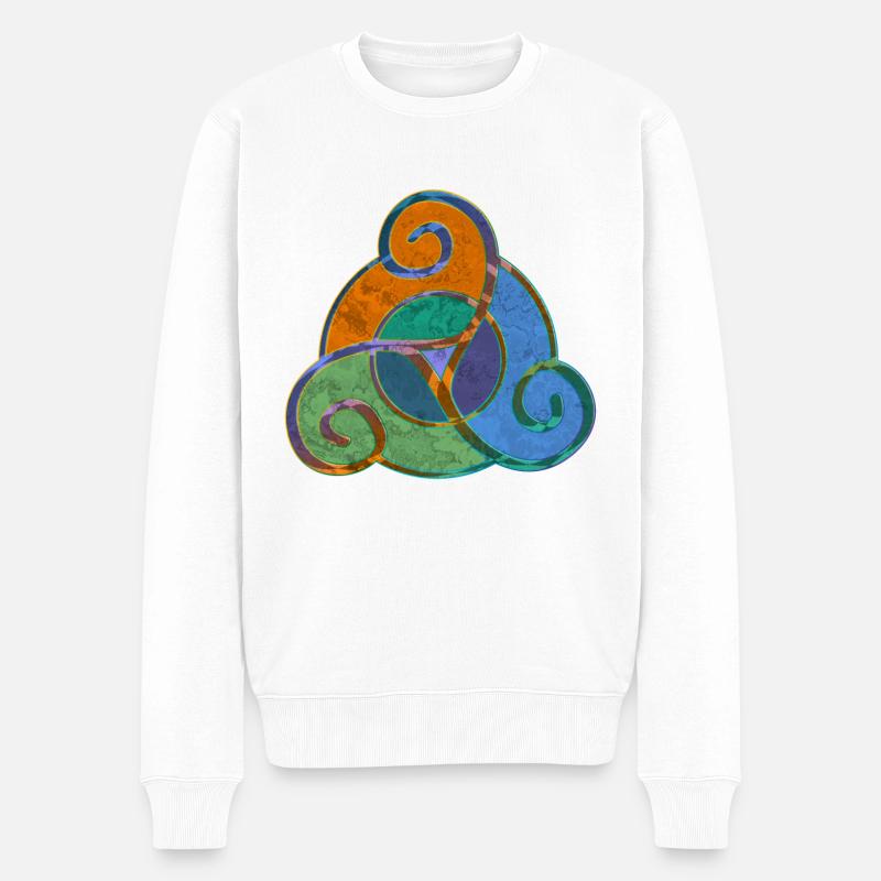Triskele - Celtic Symbol Design 5 - Männer Premium Bio Pullover - Weiß