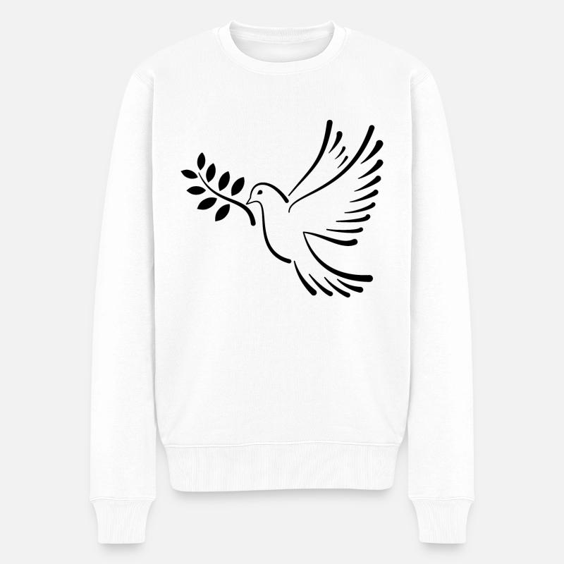 Friedenstaube - Männer Premium Bio Pullover - Weiß